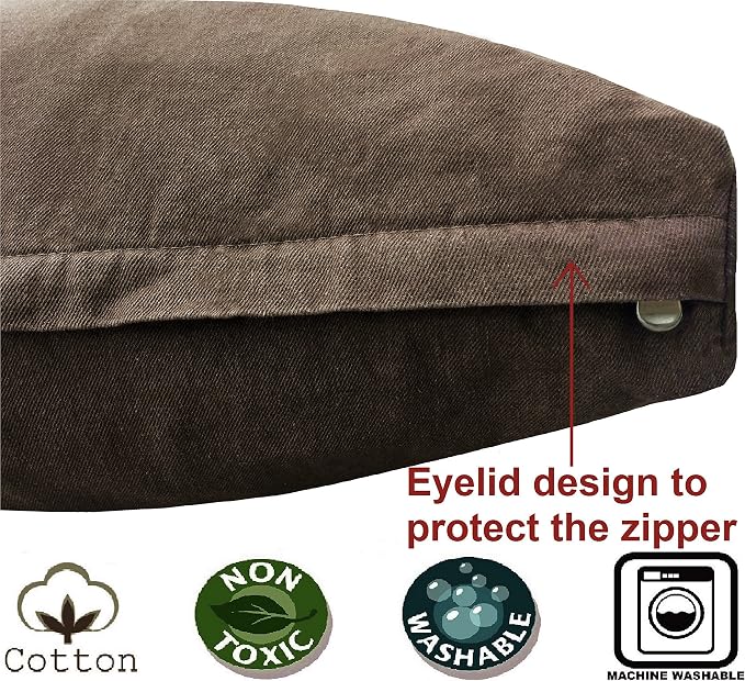Dogbed4less Extra Large Memory Foam Dog Bed Pillow with Orthopedic Comfort + Waterproof Liner and Durable Pet Bed Denim Cover 47"X29", Brown