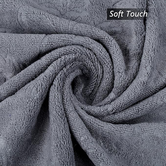 JML Bath Towels Set of 6, Oversized Large Microfiber Bath Towels for Adult Men Women, 30" x 60", Soft,Super Absorption, Perfect for Shower, Sauna, Yoga, Gym, Beach, Pool, Sport - Grey Floral Pattern