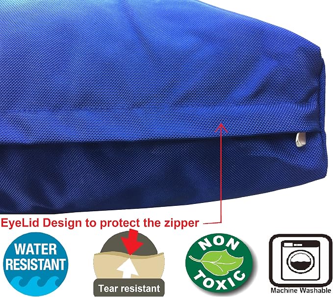 Dogbed4less Medium Shredded Memory Foam Dog Bed Pillow with Waterproof Liner and Heavy Duty Nylon Cover 37X27 Inches, Blue