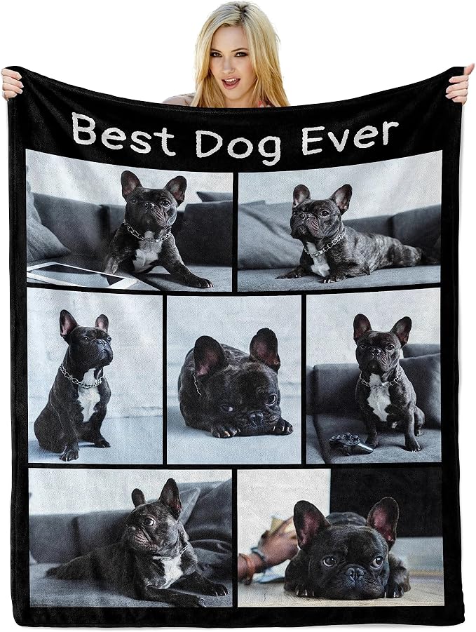 Personalized Dog Blanket with Picture Name, Loss of Pet Sympathy Gift, Custom Photo Blanket for Best Dog Ever, Puppy Gifts for New Owners, Pet Memorial Gifts for Birthday Christmas