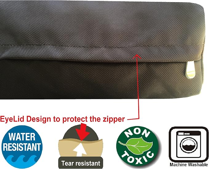 Dogbed4less Orthopedic Waterproof Heavy Duty Gel Cool Memory Foam Dog Bed for Large pet, Nylon Cover in Brown, Jumbo 55"X47"X4"
