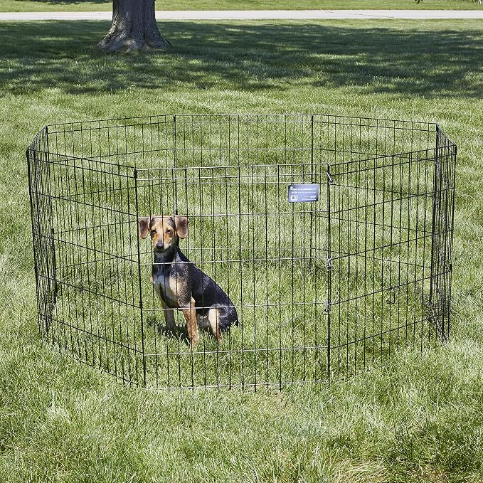 MidWest 30-Inch Exercise Pen, No Door, 16 Sq Ft Play Area | for Indoor and Outdoor Use, No Door Design for Maximum Security, Easy to Set Up, Foldable Playpen