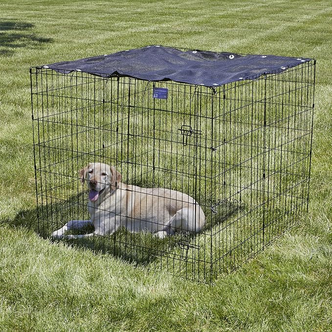 MidWest Homes for Pets Dog Exercise Pen Mesh Sunscreen Top for Dog Pens and Playpens, UV Resistant, Blocks Harmful Sun Rays, Hardware Included, Black, 540-SS