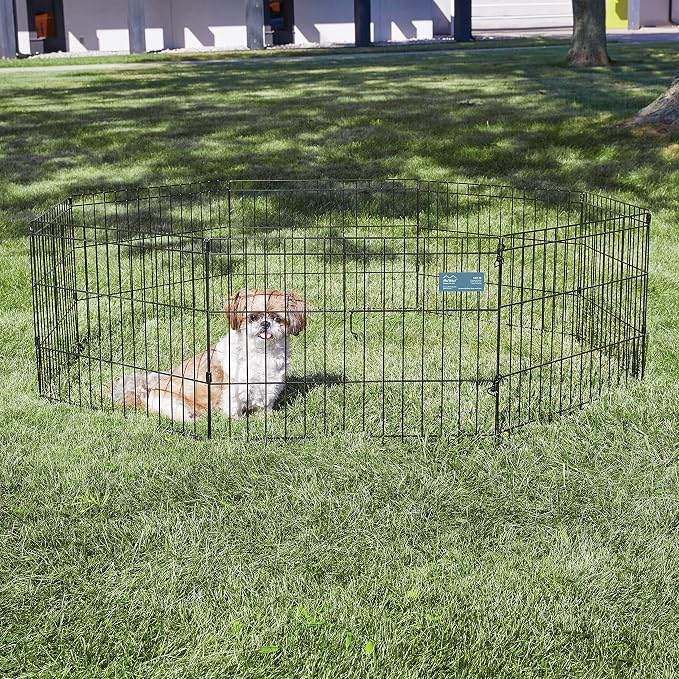 MidWest 18-Inch Exercise Pen, No Door, 16 Sq Ft Play Area | for Indoor and Outdoor Use, No Door Design for Maximum Security, Easy to Set Up, Foldable Playpen