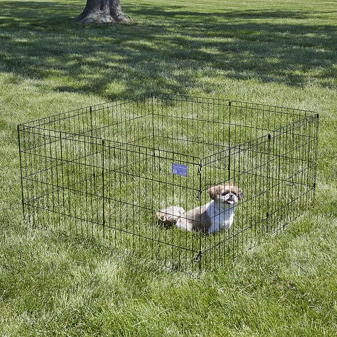 Midwest 24-Inch Exercise Pen, No Door, 16 Sq Ft Play Area | for Indoor and Outdoor Use, No Door Design for Maximum Security, Easy to Set Up, Foldable Playpen